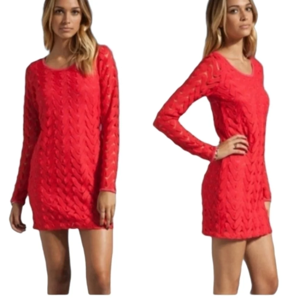 Free People Wild Thing red crochet wavy dress m